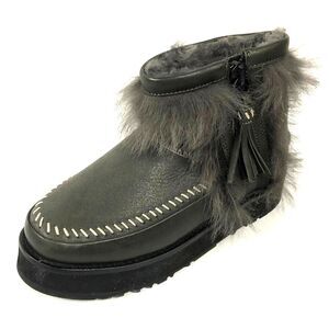 UGG Booties Fluff Punk Black Olive Size 6 NEW